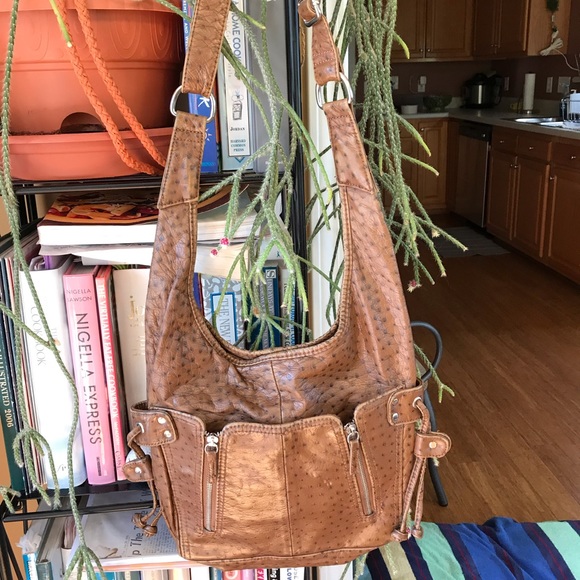 Bueno Handbags - Brown ostrich pattern purse by Bueno.